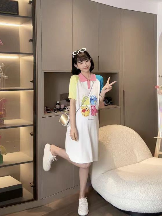 Oversized Fit T Shirt Polo Dress