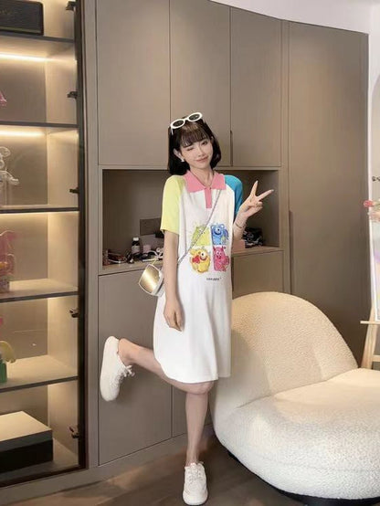 Oversized Fit T Shirt Polo Dress