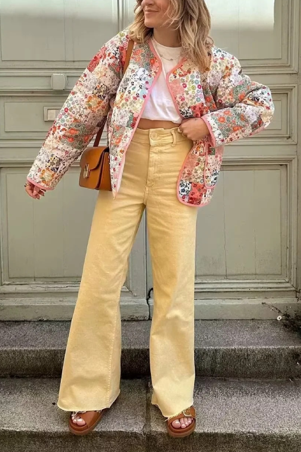 Colorblock Printed Cotton Jacket