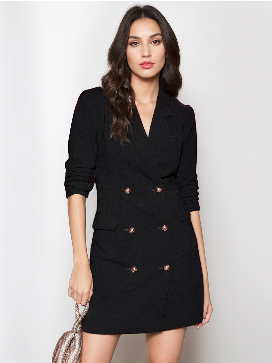 BlazerJacket For Women Turndown Collar Long Sleeves Mini Dresses