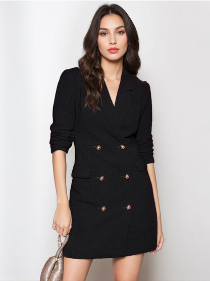 BlazerJacket For Women Turndown Collar Long Sleeves Mini Dresses