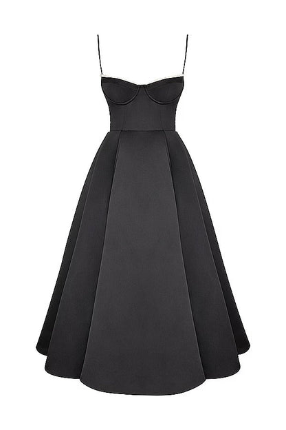Lace Trim Sweetheart Corset Bodice Tulle Petticoat Fit and Flare Midi Dress