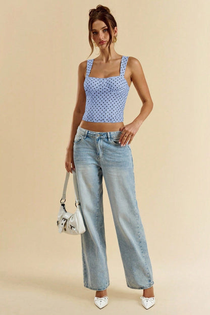 Chic Polka Dot Bustier Sleeveless Tank Top