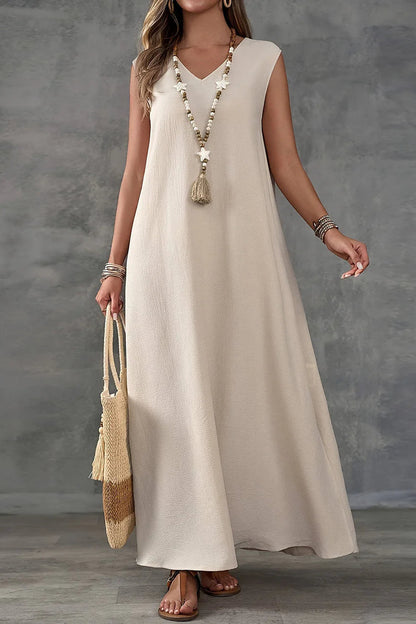 Sleeveless V-Neck Side Slit Elegant Maxi Dress