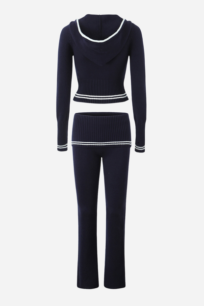 Striped Knitted Hoodie Set