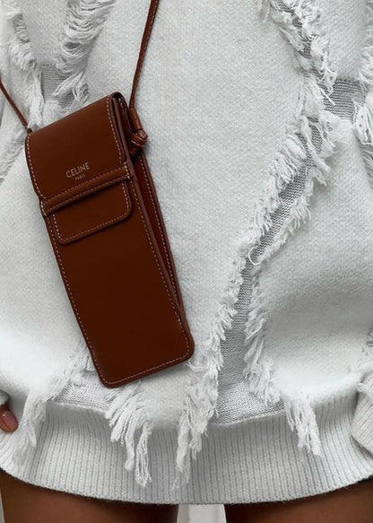 Fringed Textured Oversized Knit Sweater