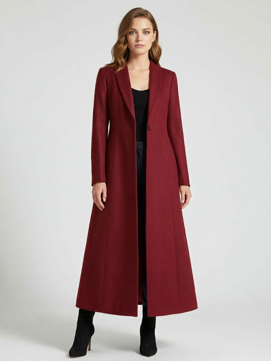 Women's Coat Warm Winter A-line Lapel Full Length Maxi Woolen Coat 2026