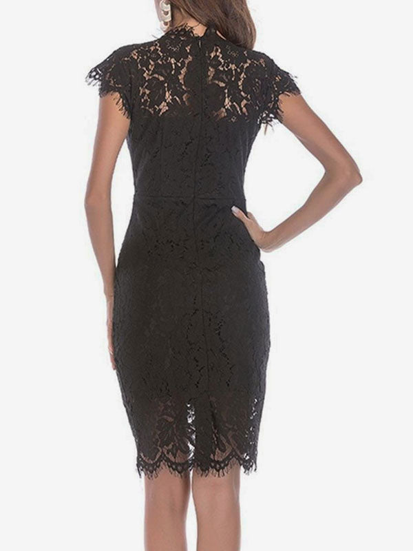 Birthday Bodycon Lace Dresses Designed Neckline Midi Sheath Dress Casual Pencil Dress 2026