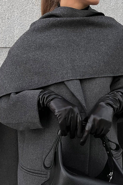 Scarf Collar Extra-Long Woolen Overcoat