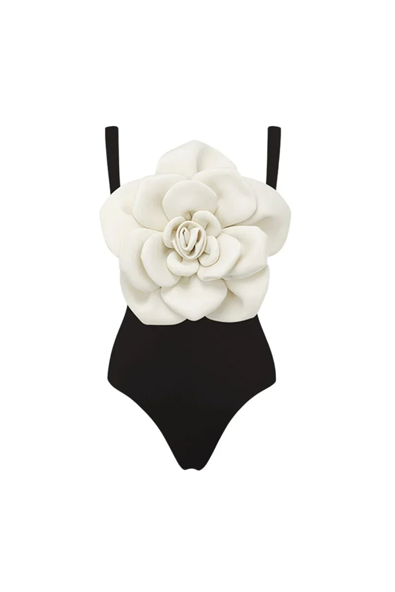 Floral Accent One-Piece Swimsuit Set