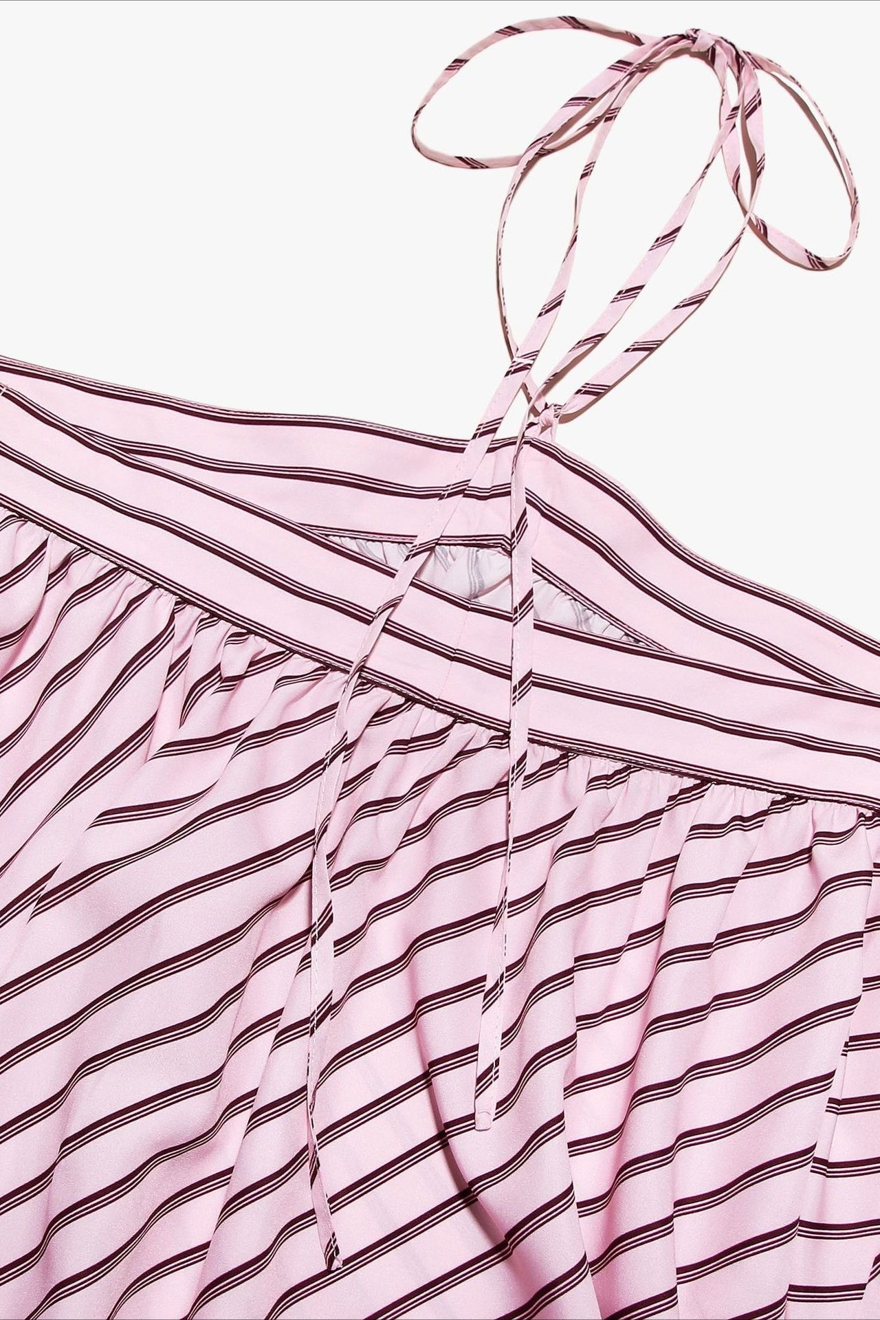 Diagonal Stripe Halter Gathered Babydoll Mini Dress
