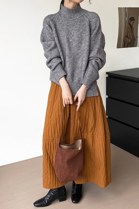 Vintage Quilted Cotton Puffer Midi Skirt