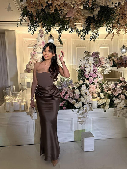 Velvet Sera Tube Corset Ruched Maxi Dress