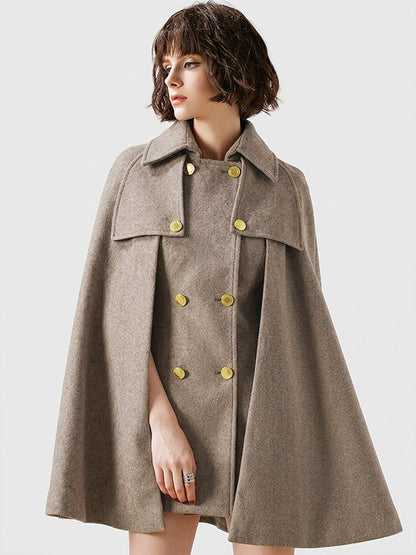 Women Burgundy Wool Blend Poncho Oversized Cape Coat Winter Outerwear 2026