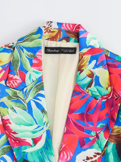 Floral Print Blazer & Wide Leg Pant Coord Set