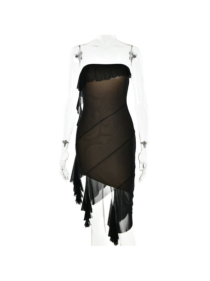 Ruffle Tube Top Sheath Dress