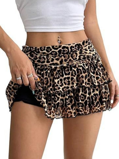 Y2K Lace Trim Low-waisted Pleats Multi-tiered Cake Skirt Sweet Short Skirt