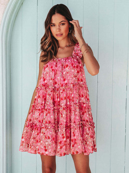 Floral Print Ruffle Cami Dress