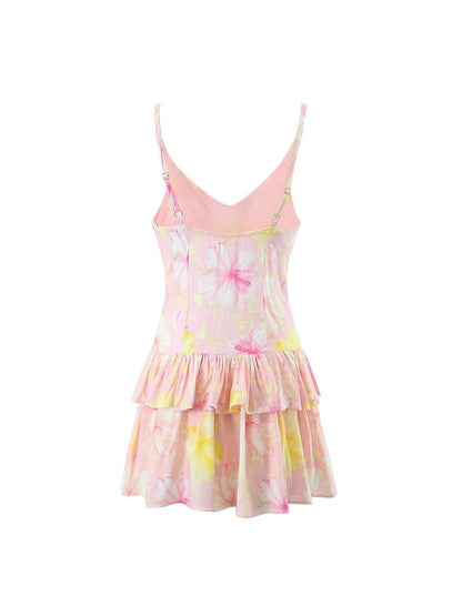 Draped Collar Pleated Beach Cami Dress