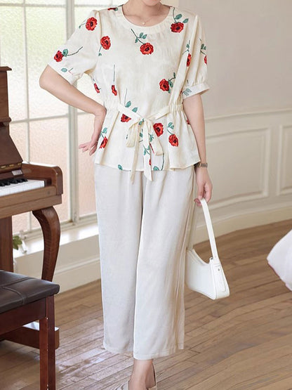 Aaliyah Loose Crew Neck Floral Top