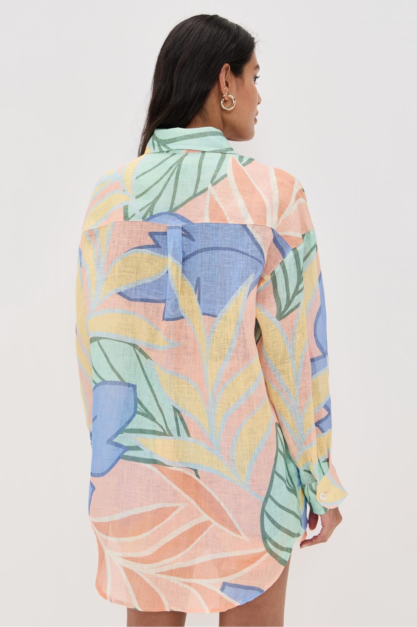 Playa Boyfriend Tropical Leaf Printed Short Set