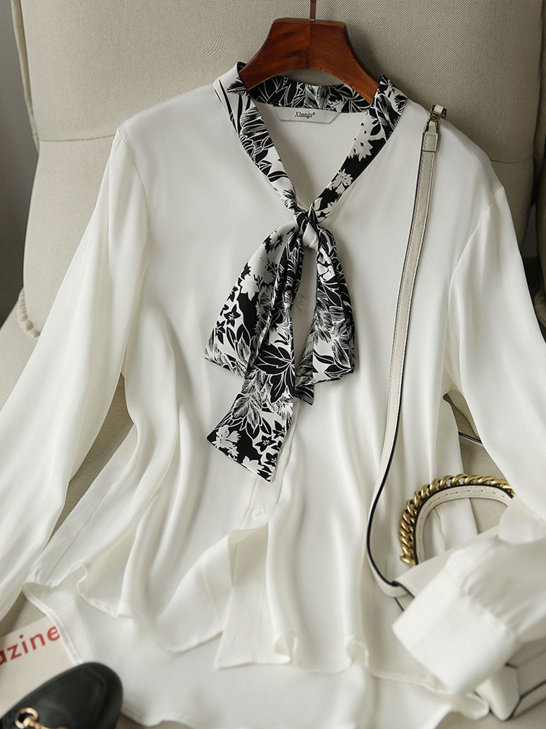 Camila Daily Printed Tie Chiffon Shirt