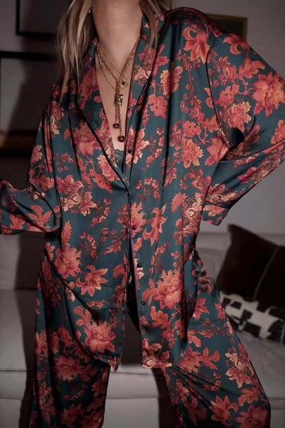Floral Satin Pajama Set