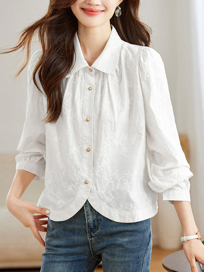 Ariana Retro Lapel Floral Embroidered Shirt