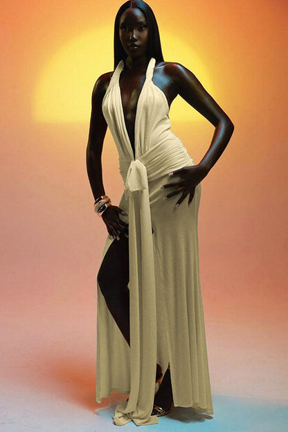 Summer New Slim Fit Tie-Backless Maxi Dress