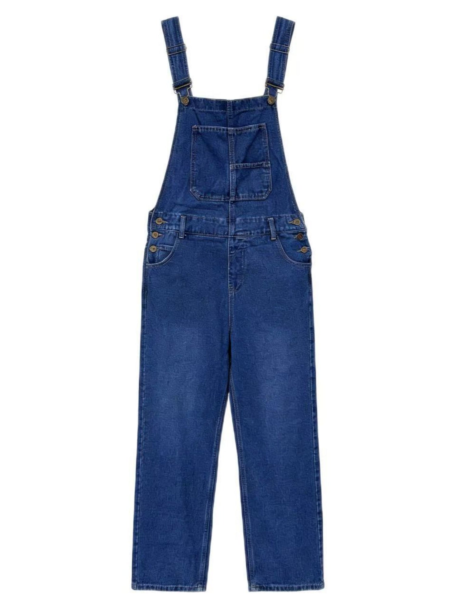 Washed Pocket Denim Overalls