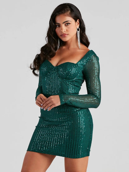 Sequins Tight Fit Parties Banquet Formal Dress Mini&Short Dresses