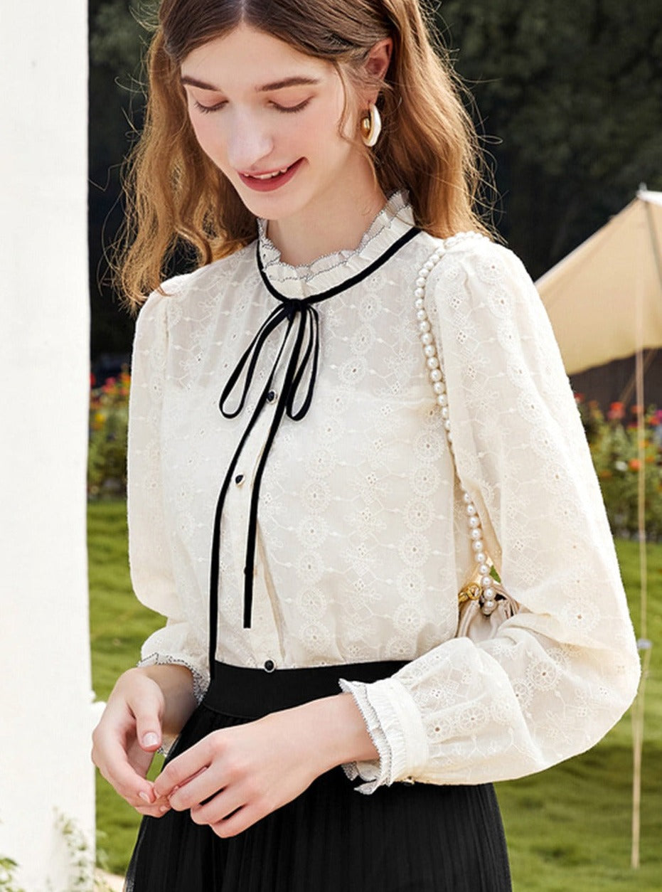 Emma Retro Embroidered Lace Shirt – Classylooker
