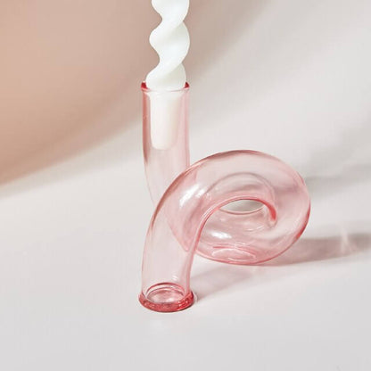 Ema Twist Glass Candle Holders
