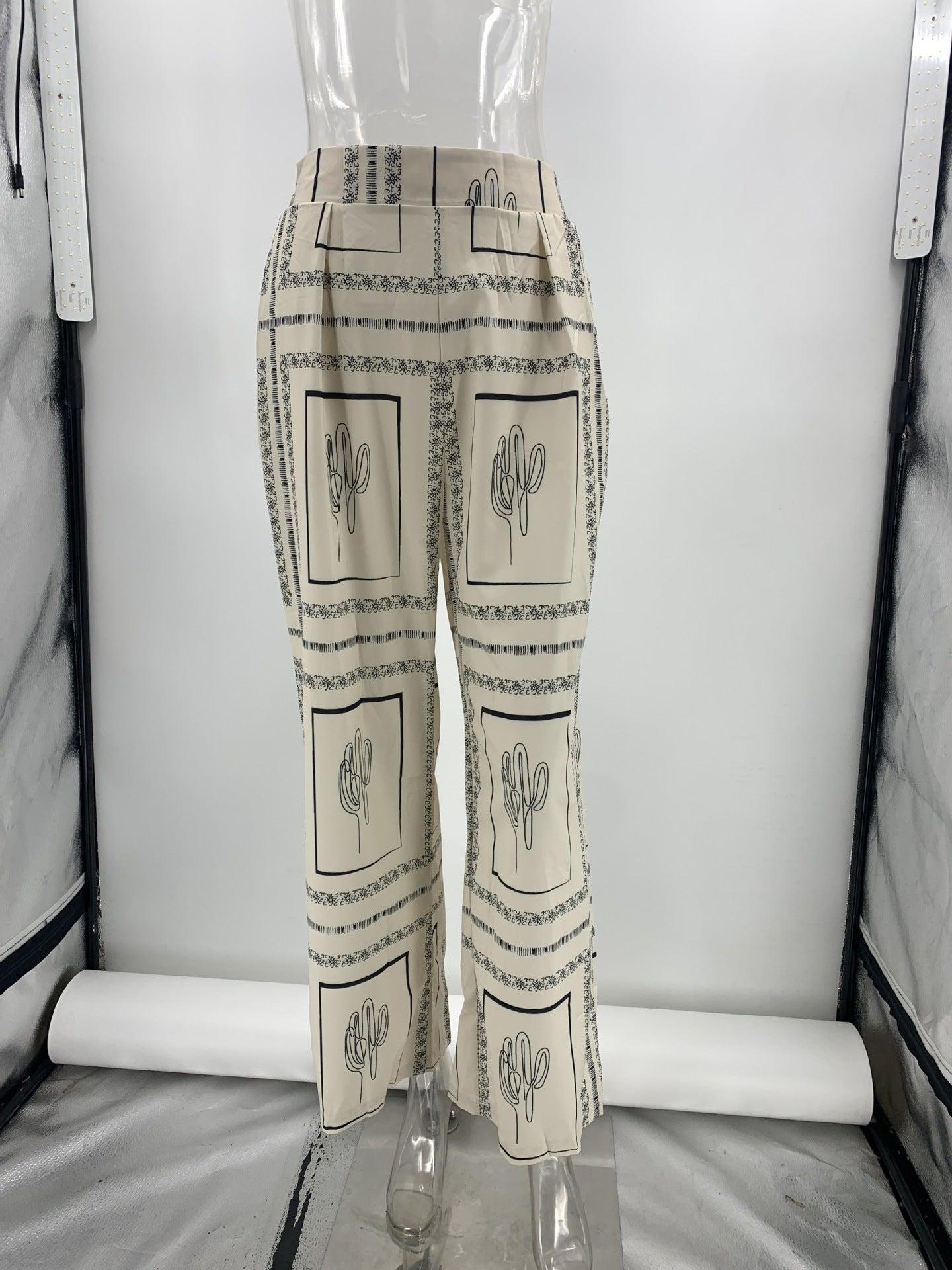 Abstract Print Full Sleeves Shirt & Pants Coord Set