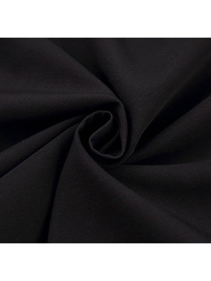 Black Short Sleeve V Neck A Line Dress