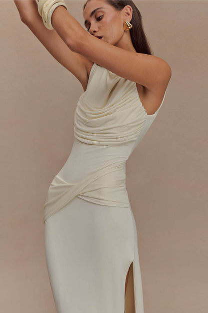 Serene Trace Backless Midi Dress