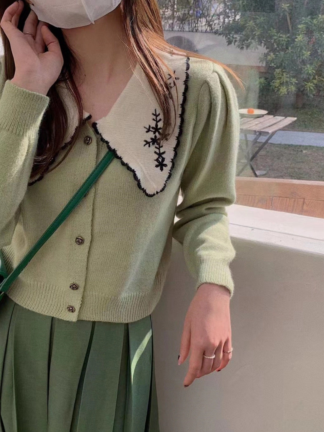 Alicia Classic Doll Collar Embroidery Knitted Cardigan