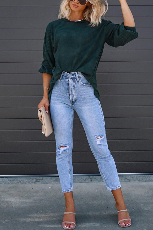 High Rise Distressed Ripped Skinny Jeans