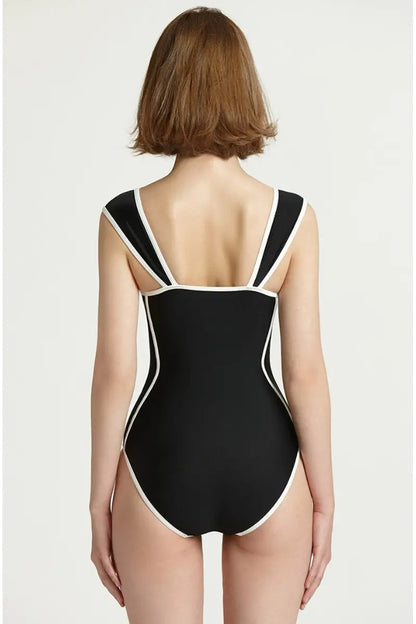 Colorblock Korean Style Sweetheart Swimsuit