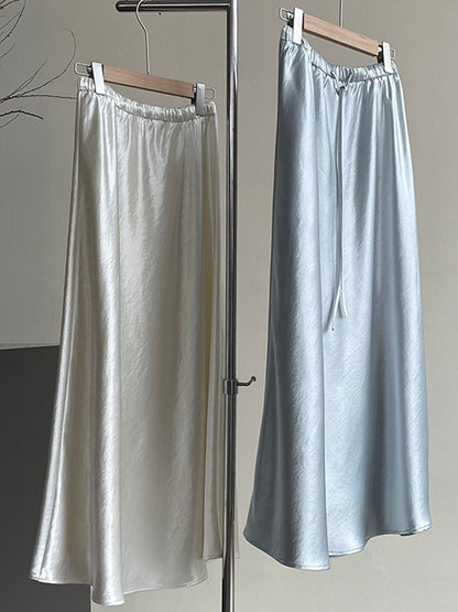 Mary Elegant Solid Color Satin Skirt