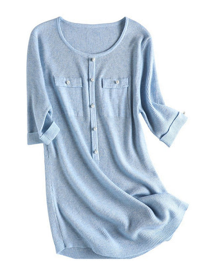 Peyton Classic Crew Neck Beaded Knitted Top