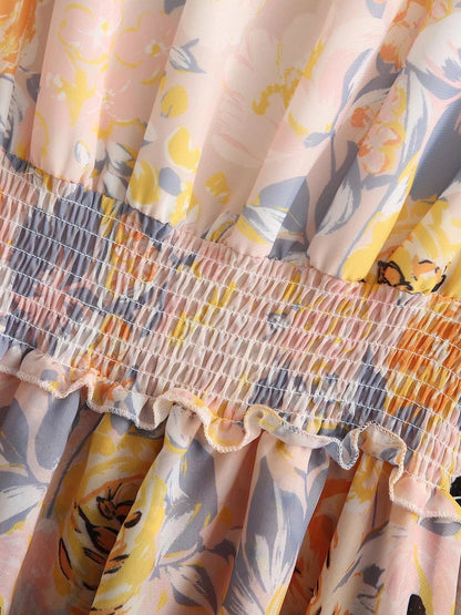 Asymmetric Floral Print Irregular Dress