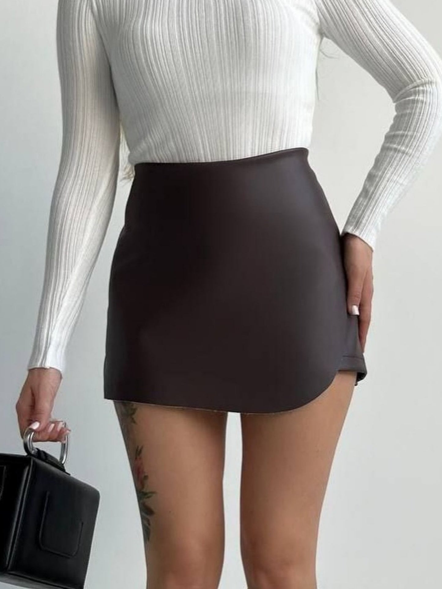 PU Leather High-waisted Hip-hugging Skirts And Pants