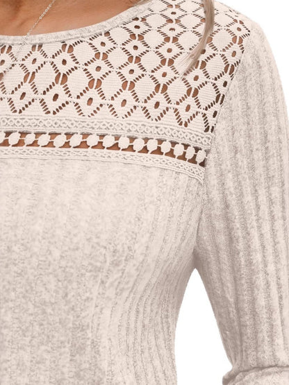 Pit Strip Loose Hollow Lace Stitching T-shirts