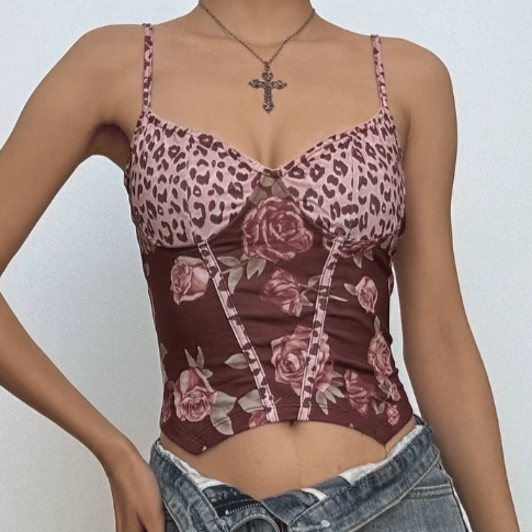 Flower print backless cami top