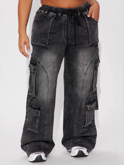 Y2k Cargo Trousers Straps Jeans
