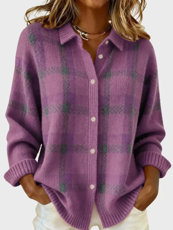The Victoria — Plaid Knit Cardigan