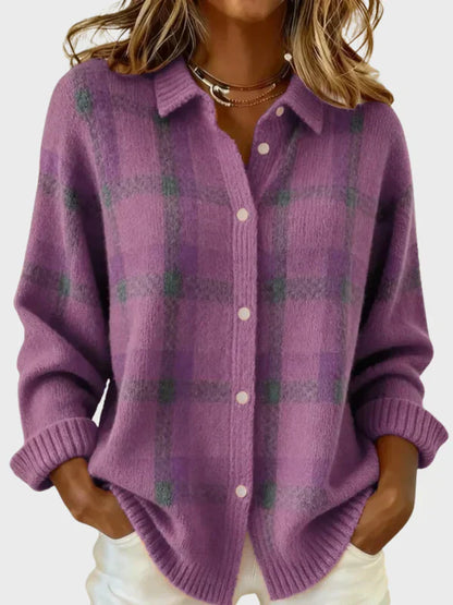 The Victoria — Plaid Knit Cardigan