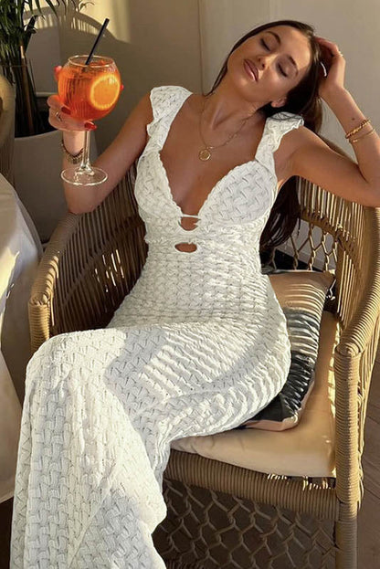 Pure Desire Hollow-out V-neck Maxi Dress