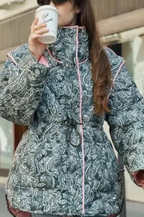 Fashionable and Casual Loose Cotton Printed Long-sleeved Jacket